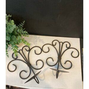 Bronze Brown Metal Candle Wall Sconces X 2